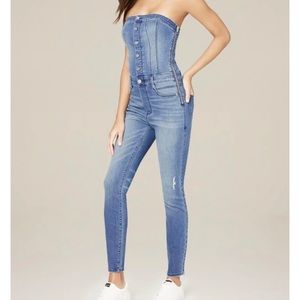 BEBE jean jumpsuit